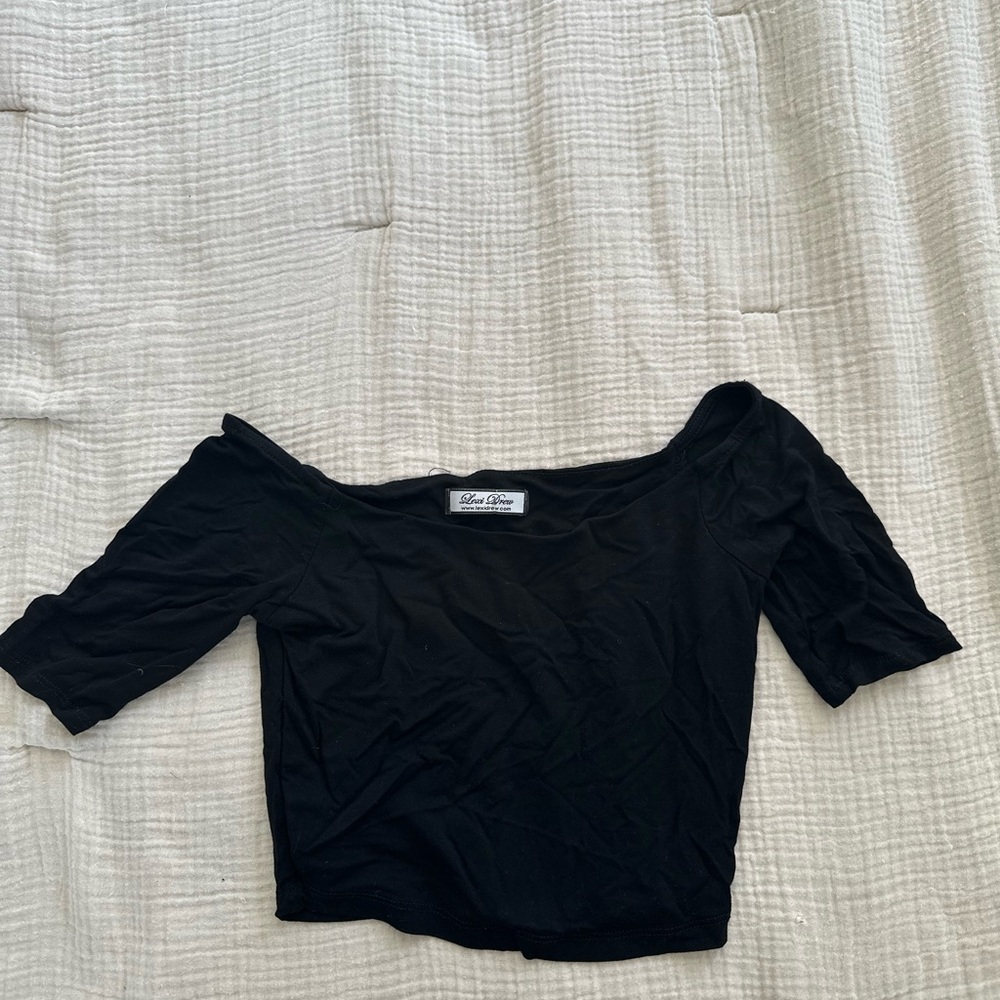 Black Off-Shoulder Crop  Top